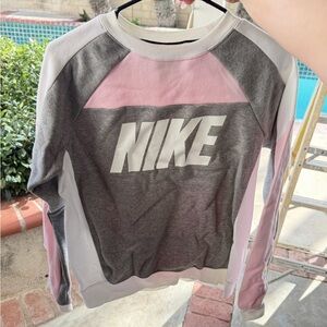 Nike Pink and Gray Logo Sweatshirt